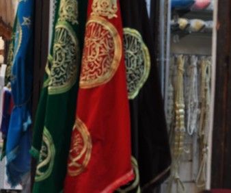 Sufi orders flags in Fez festival of Sufi culture